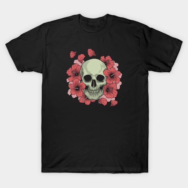 Flowers Skull T-Shirt by MaiKStore